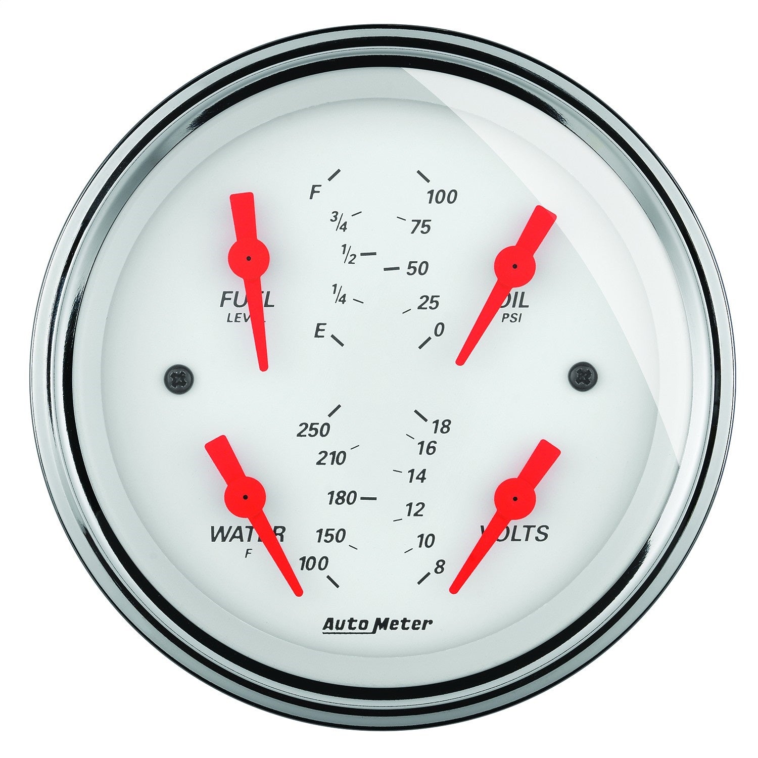 5" QUAD GAUGE, 100 PSI/100-250 °F/8-18V/0-90 ?, ARCTIC WHITE