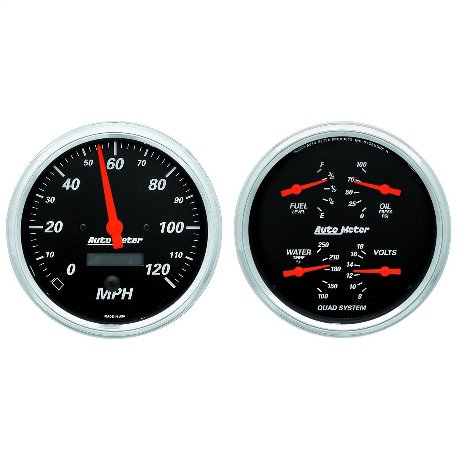 2 PC. GAUGE KIT, 5" QUAD & SPEEDOMETER, 240-33 ?, DESIGNER BLACK