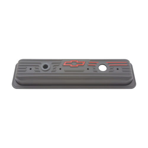 Proform 141-907 SB Chevy Valve Covers, 1987-Pre LS, Ribbed Bowtie - Black Crinkle