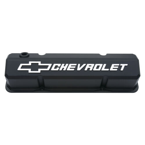 Proform 141-921 Slant-Edge Valve Covers Chevy Bowtie, Black Crinkle