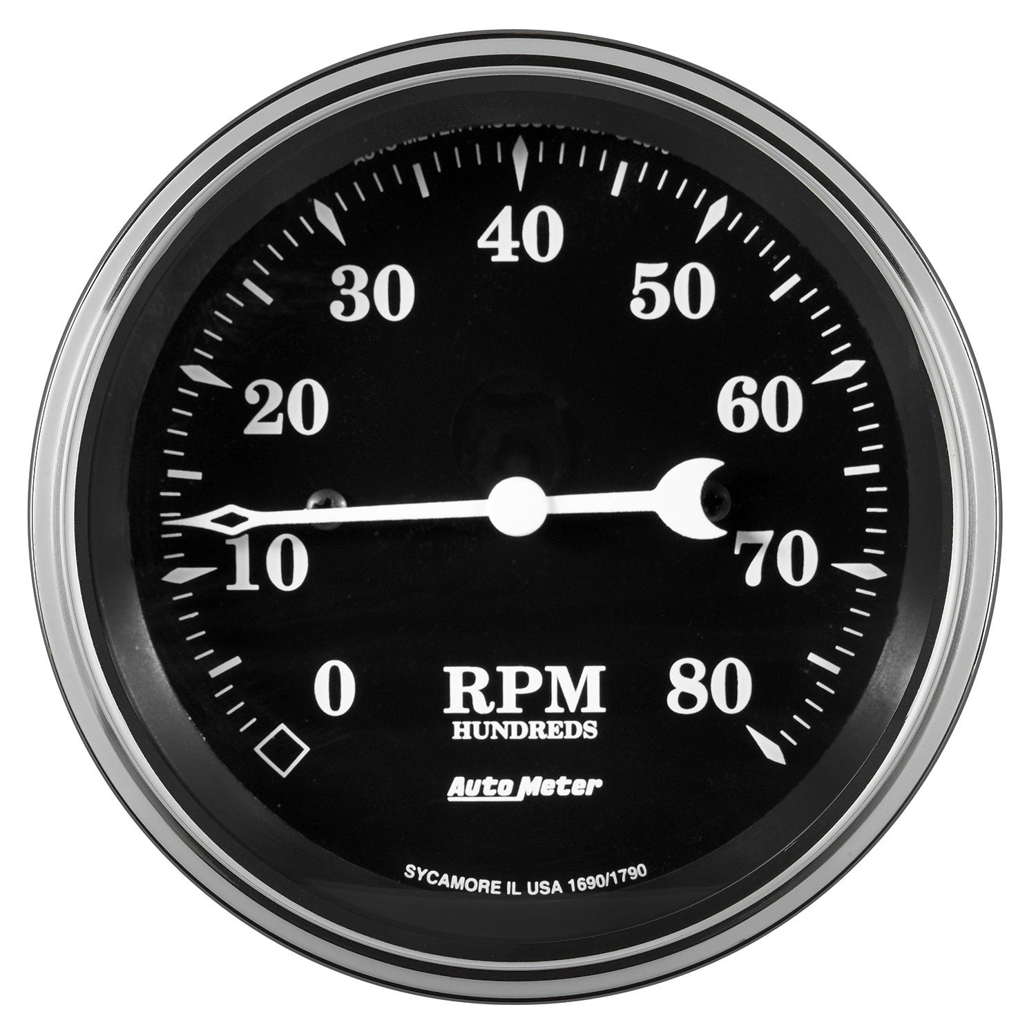 3-3/8" TACHOMETER, 8K RPM, IN-DASH, OLD TYME BLACK