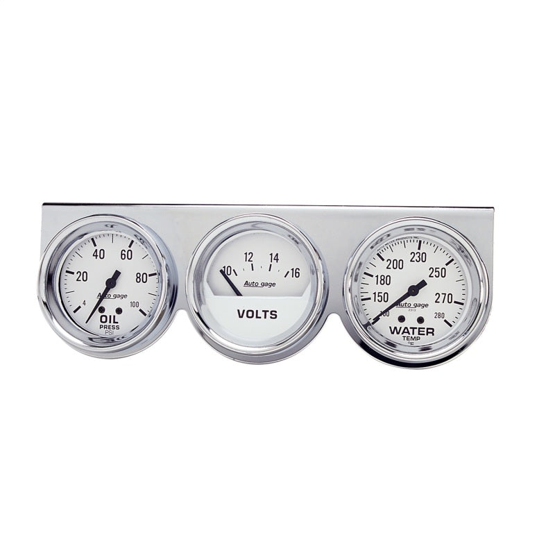 GAUGE CONSOLE, OILP/WTMP/VOLT, 2-5/8", 100 PSI/280 °F/16V, WHT DIAL, CHROME BZL, AG