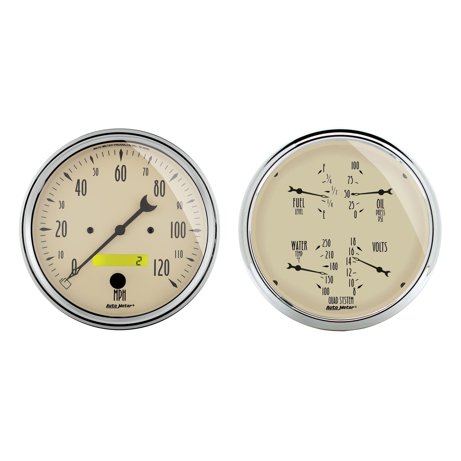 2 PC. GAUGE KIT, 5" QUAD & SPEEDOMETER, 240-33 ?, ANTIQUE BEIGE