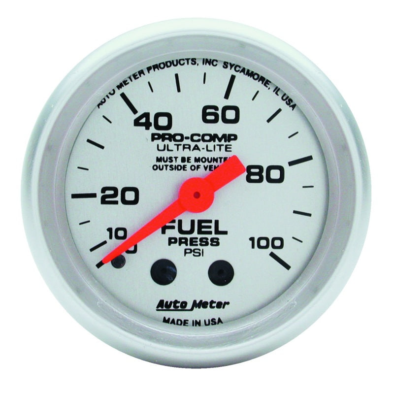 2-1/16" FUEL PRESSURE, 0-100 PSI, ULTRA-LITE