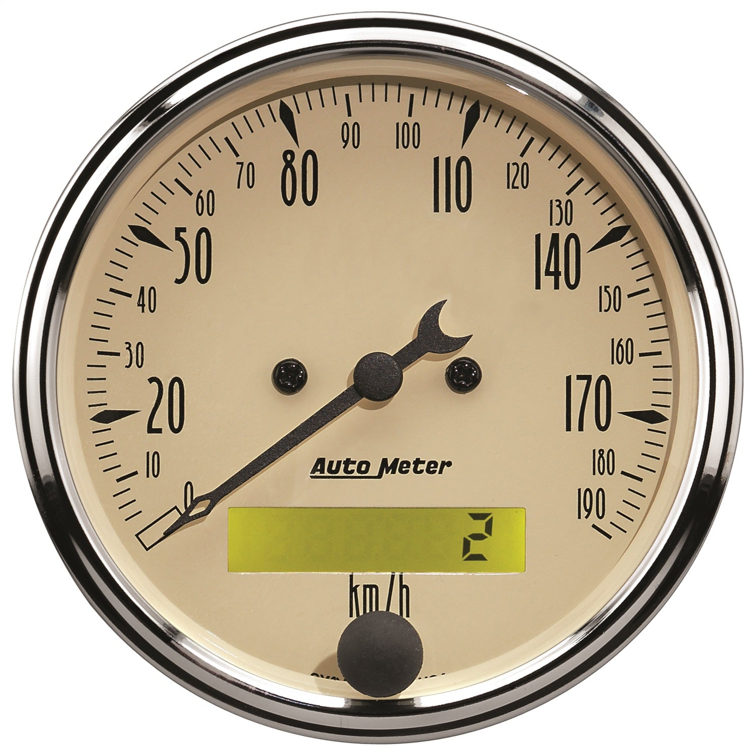 3-1/8" SPEEDOMETER, 0-190 KPH, ANTIQUE BEIGE