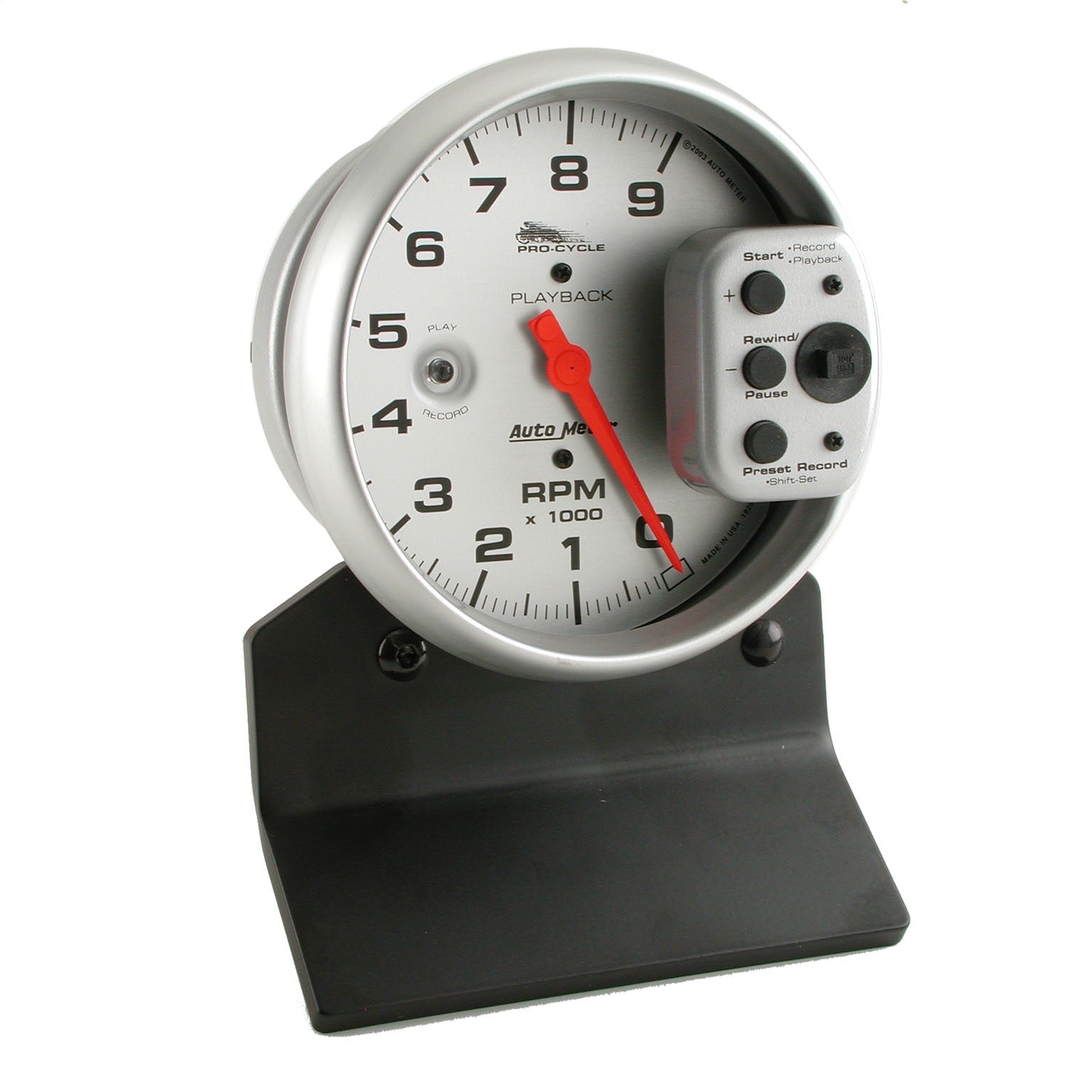 5" TACHOMETER, 0-9,000 RPM, SILVER, PRO-CYCLE