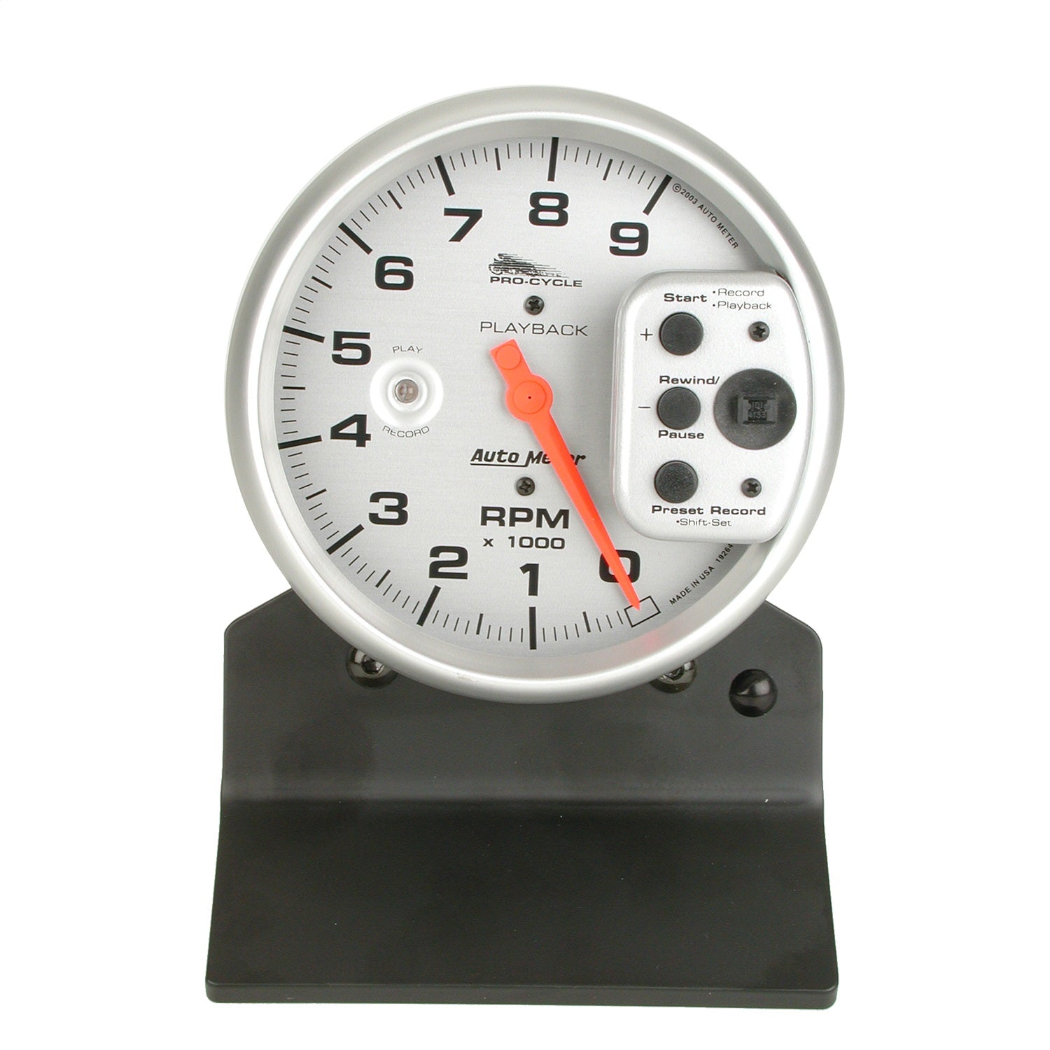 5" TACHOMETER, 0-9,000 RPM, SILVER, PRO-CYCLE