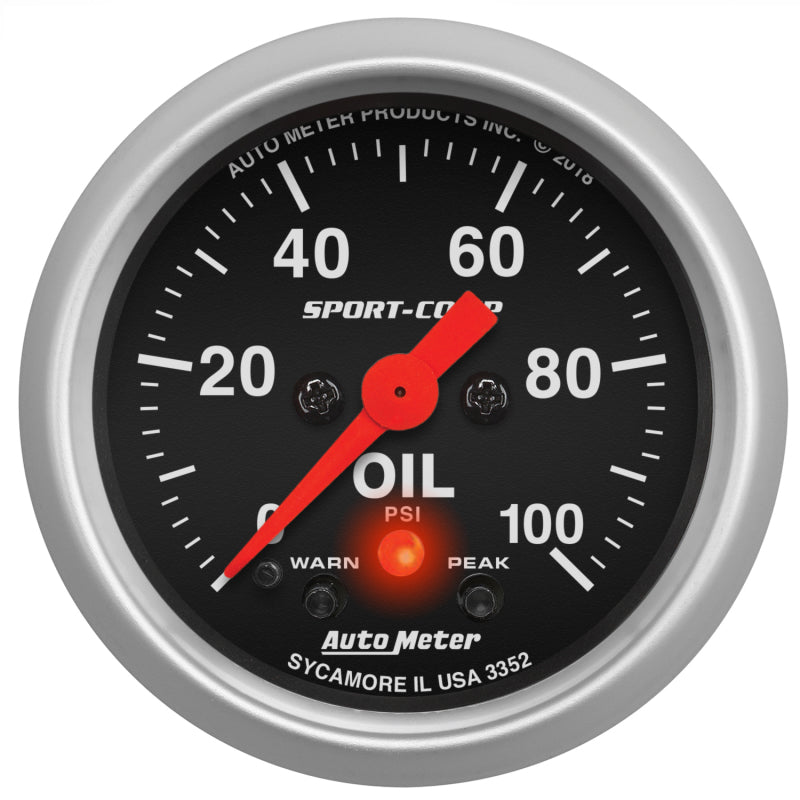 2-1/16" OIL PRESSURE, 0-100 PSI, SPORT-COMP