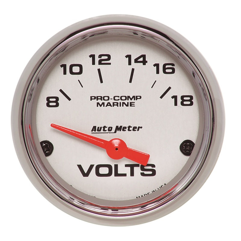 2-1/16" VOLTMETER, 8-18V, MARINE CHROME ULTRA-LITE