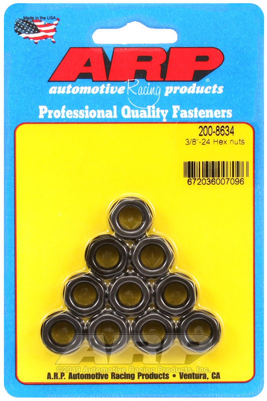 ARP 200-8634 Hex Nut Kit, 3/8"-24 RH - Set of 10