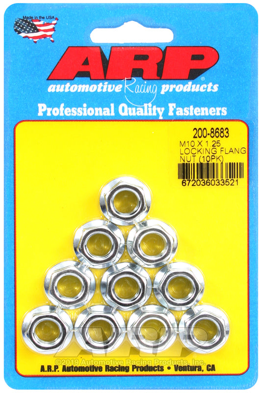 ARP 200-8683 M10 X 1.25 Locking Flange Nut Kit