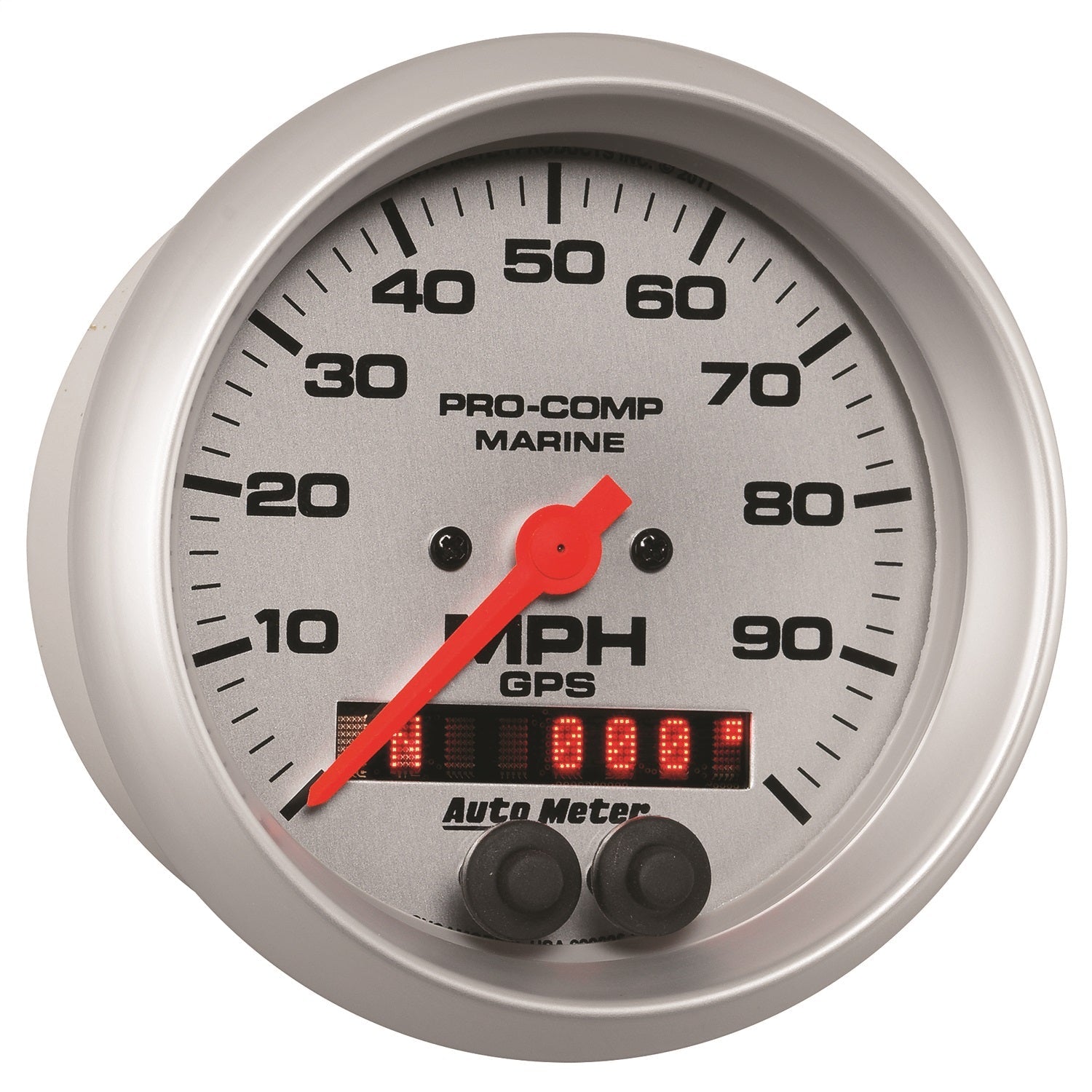 3-3/8" GPS SPEEDOMETER, 0-100 MPH, MARINE SILVER ULTRA-LITE
