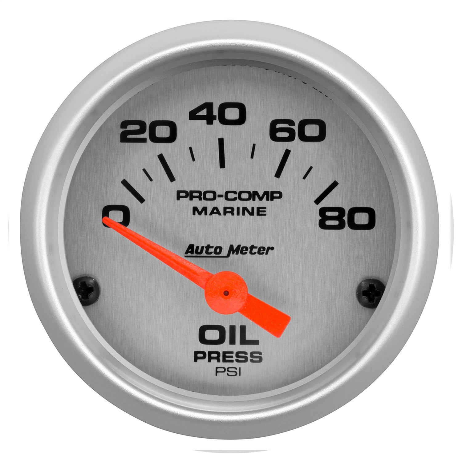 2-1/16" OIL PRESSURE, 0-80 PSI, MARINE SILVER ULTRA-LITE