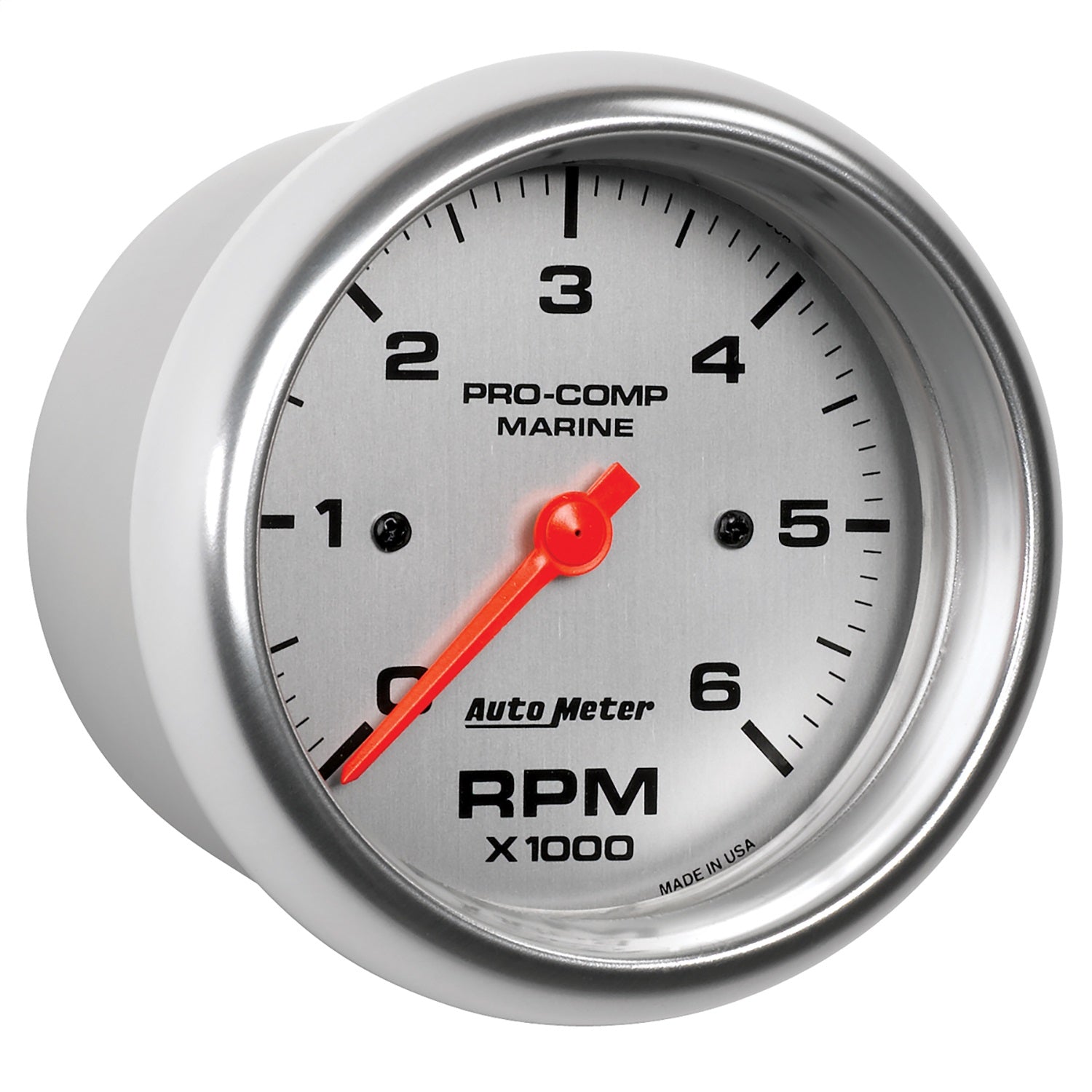 3-3/8" IN-DASH TACHOMETER, 0-6,000 RPM, MARINE SILVER ULTRA-LITE
