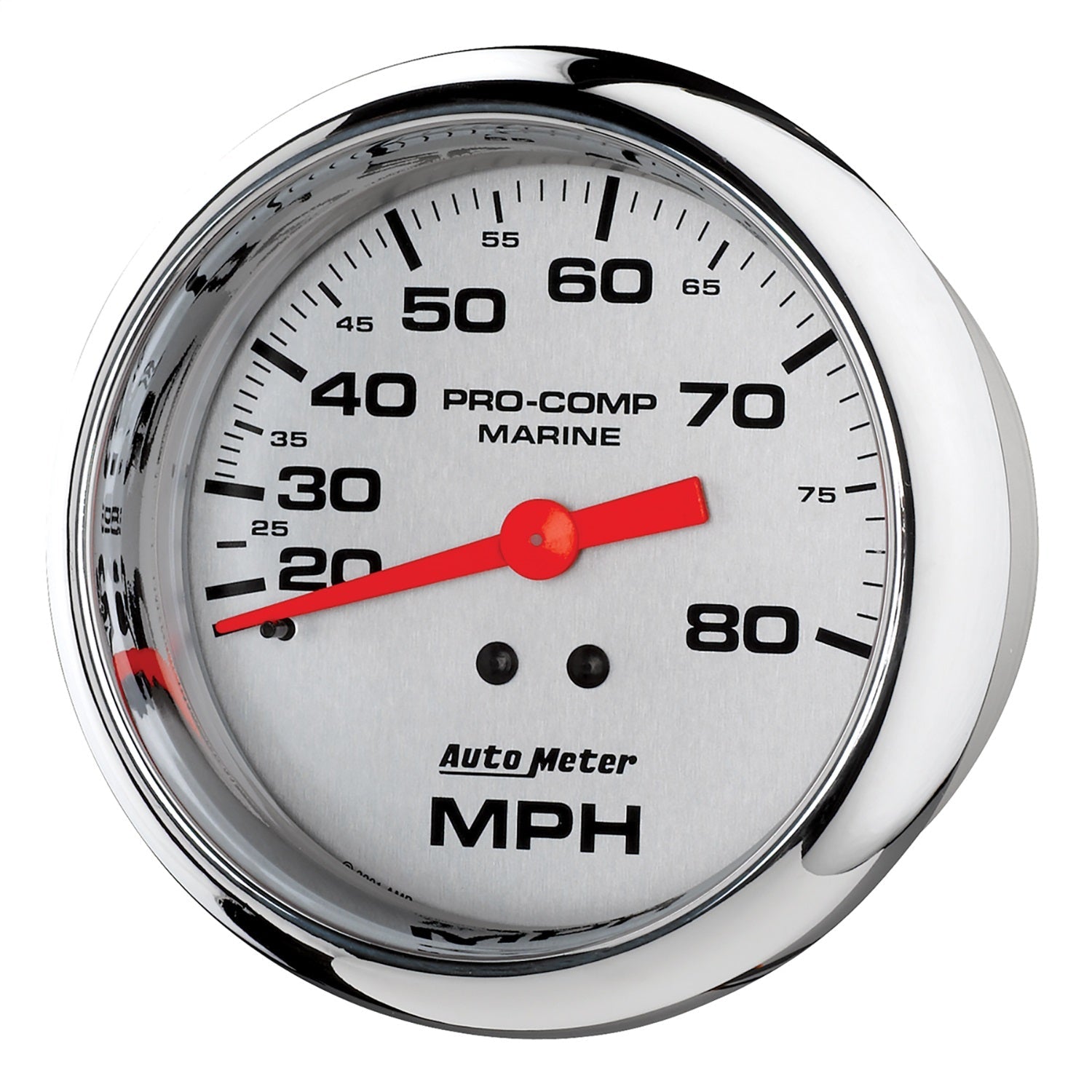 3-3/8" MECHANICAL SPEEDOMETER, 0-80 MPH, MARINE CHROME ULTRA-LITE