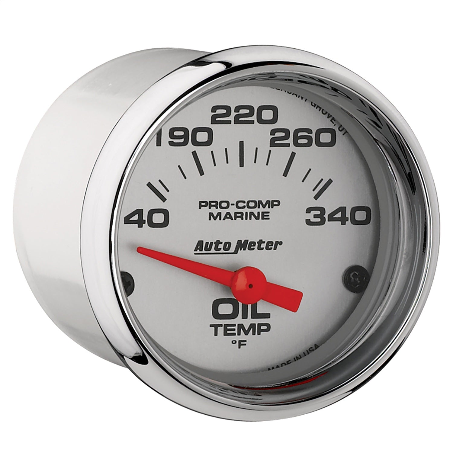 2-1/16" OIL TEMPERATURE, 140-340 °F, MARINE CHROME ULTRA-LITE