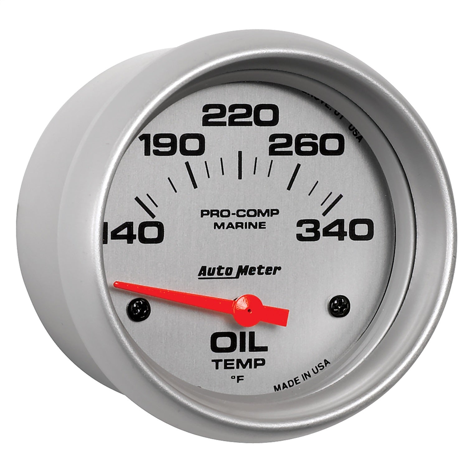 2-5/8" OIL TEMPERATURE, 140-340 °F, MARINE SILVER ULTRA-LITE