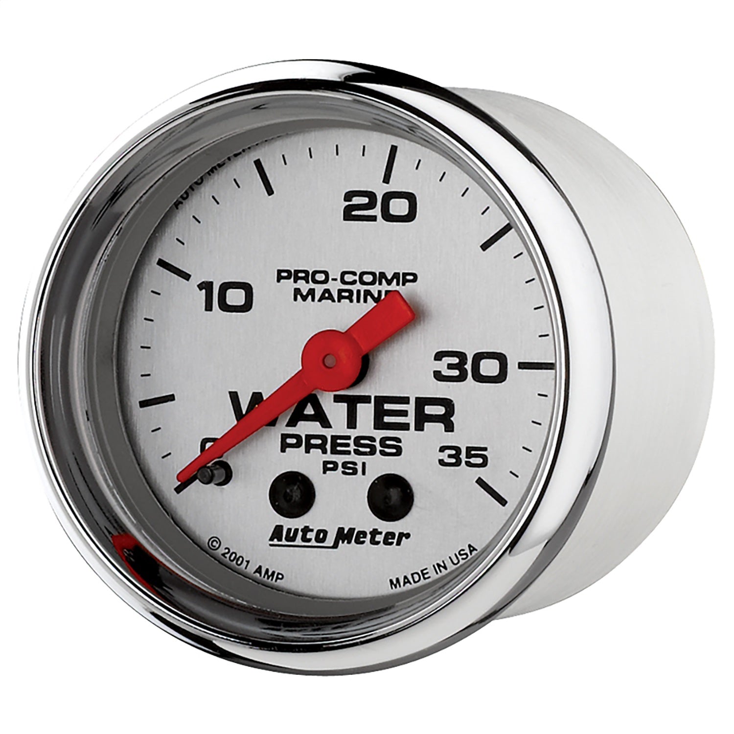2-1/16" WATER PRESSURE, 0-35 PSI, MARINE CHROME ULTRA-LITE