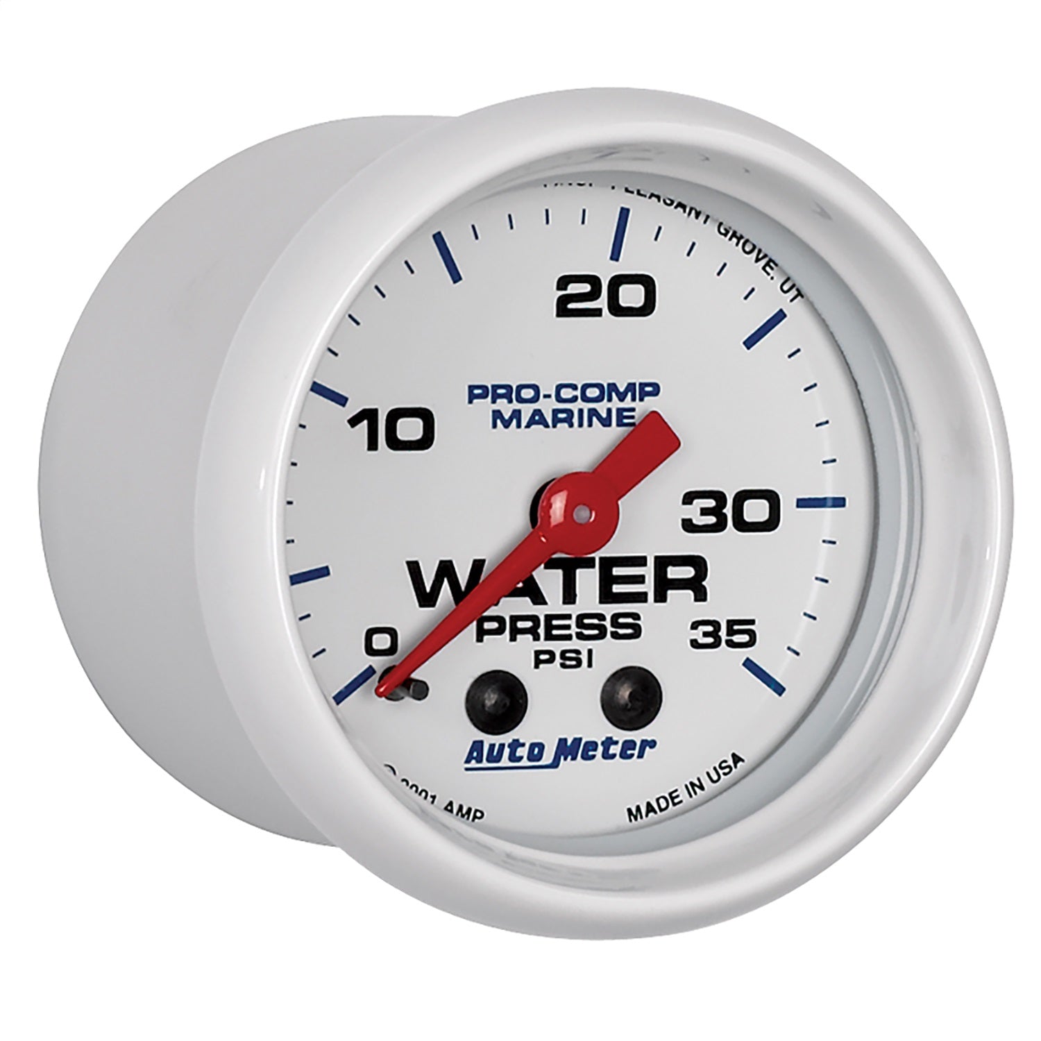 2-1/16" WATER PRESSURE, 0-35 PSI, MARINE WHITE