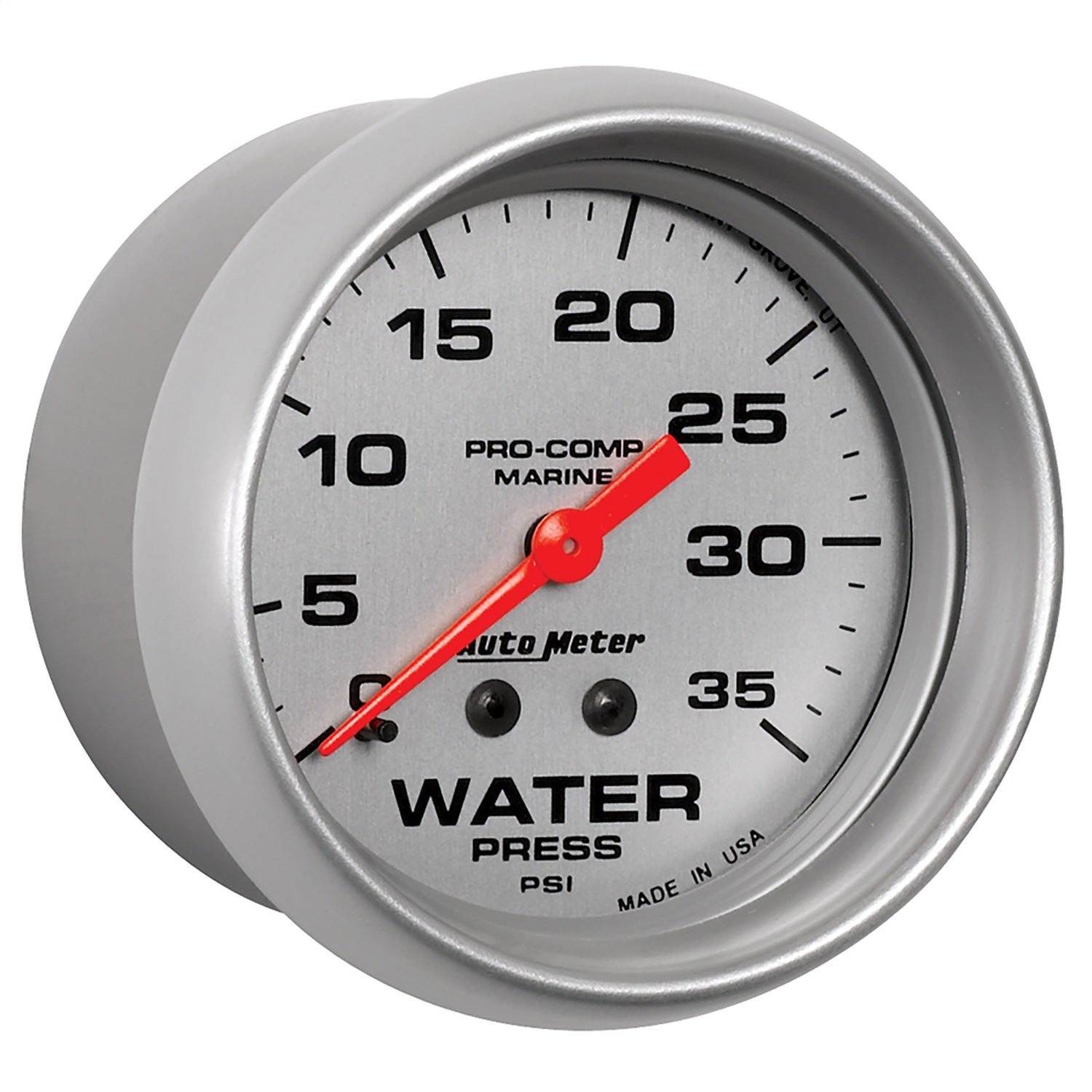 2-5/8" WATER PRESSURE, 0-35 PSI, MARINE SILVER ULTRA-LITE