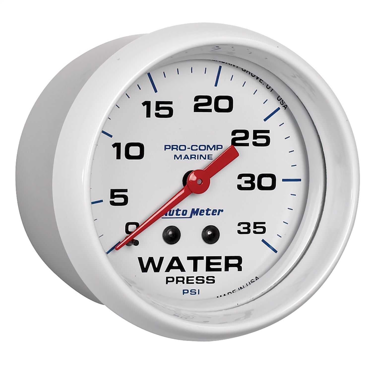2-5/8" WATER PRESSURE, 0-35 PSI, MARINE WHITE