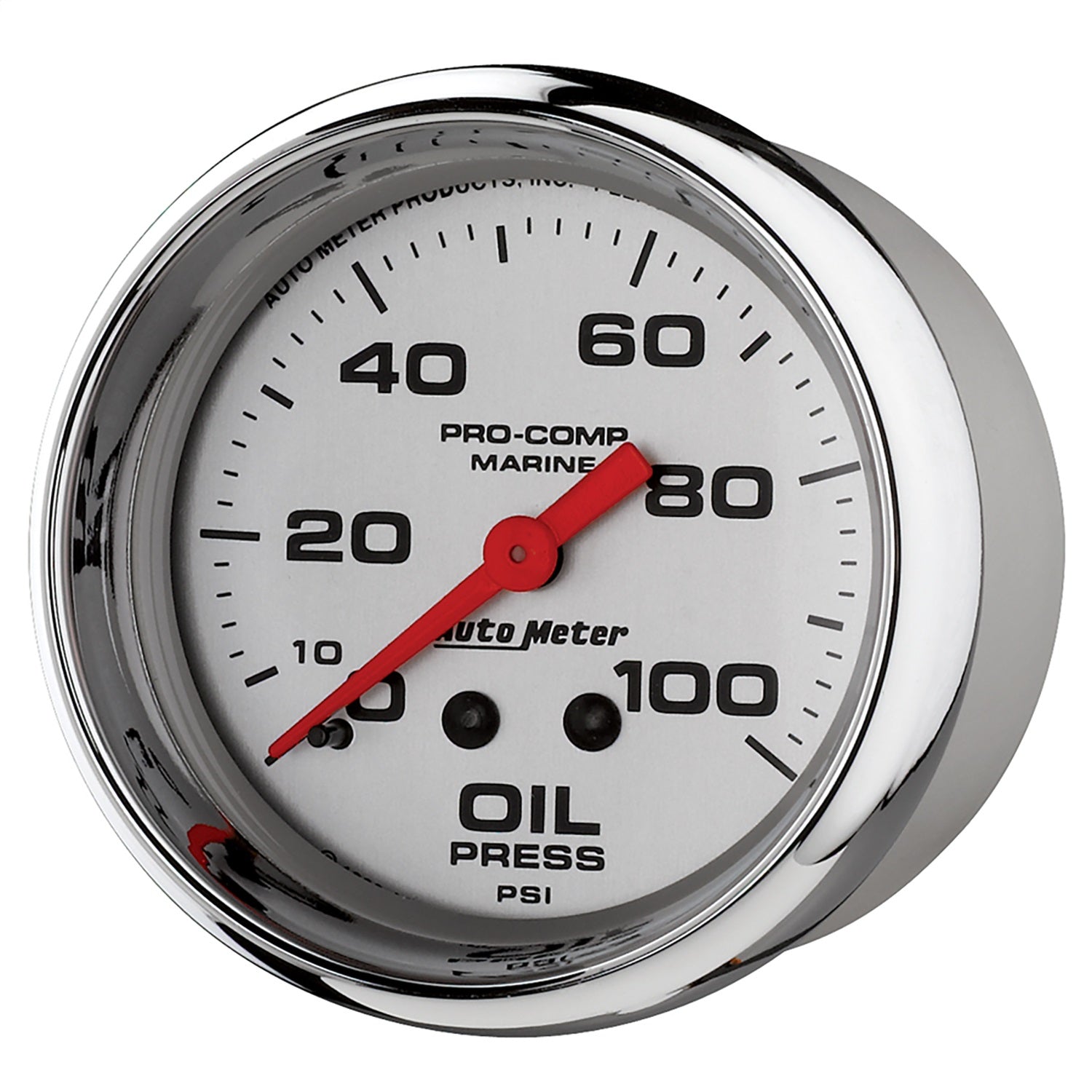 2-5/8" OIL PRESSURE, 0-100 PSI, MARINE CHROME ULTRA-LITE