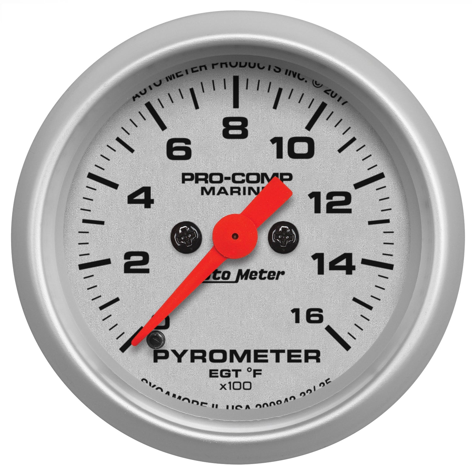 2-1/16" PYROMETER, 0-1,600 ºF, MARINE SILVER ULTRA-LITE