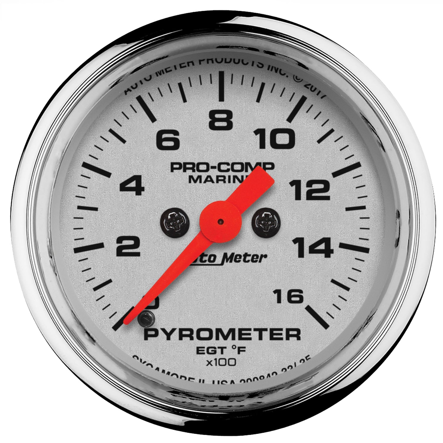 2-1/16" PYROMETER, 0-1,600 ºF, MARINE CHROME ULTRA-LITE
