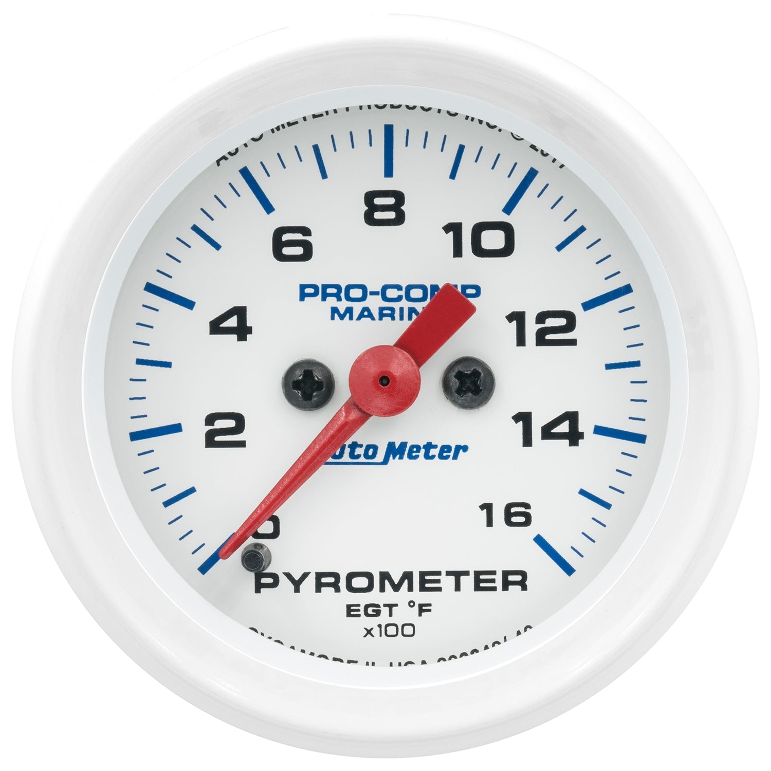 2-1/16" PYROMETER, 0-1,600 ºF, MARINE SILVER WHITE
