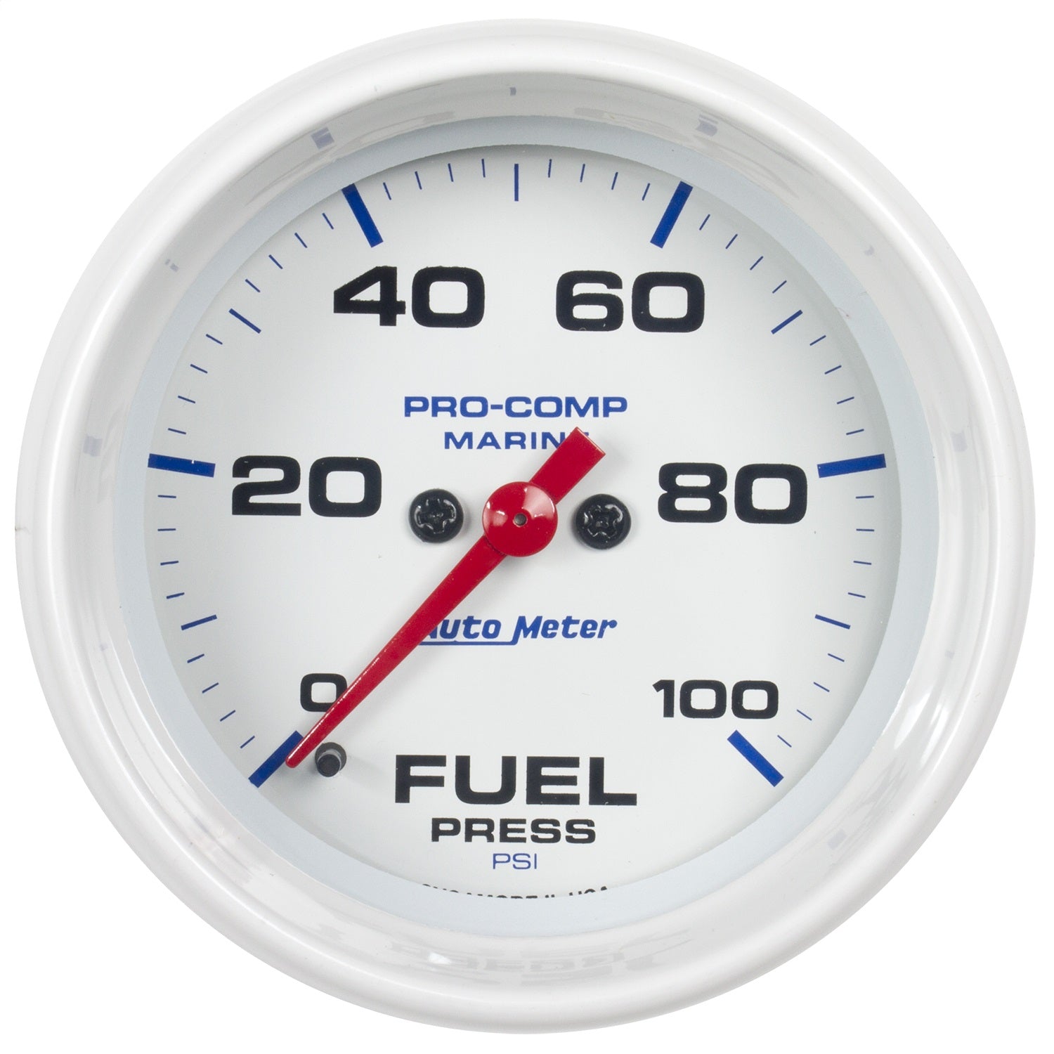 2-5/8" FUEL PRESSURE, 0-100 PSI, MARINE WHITE