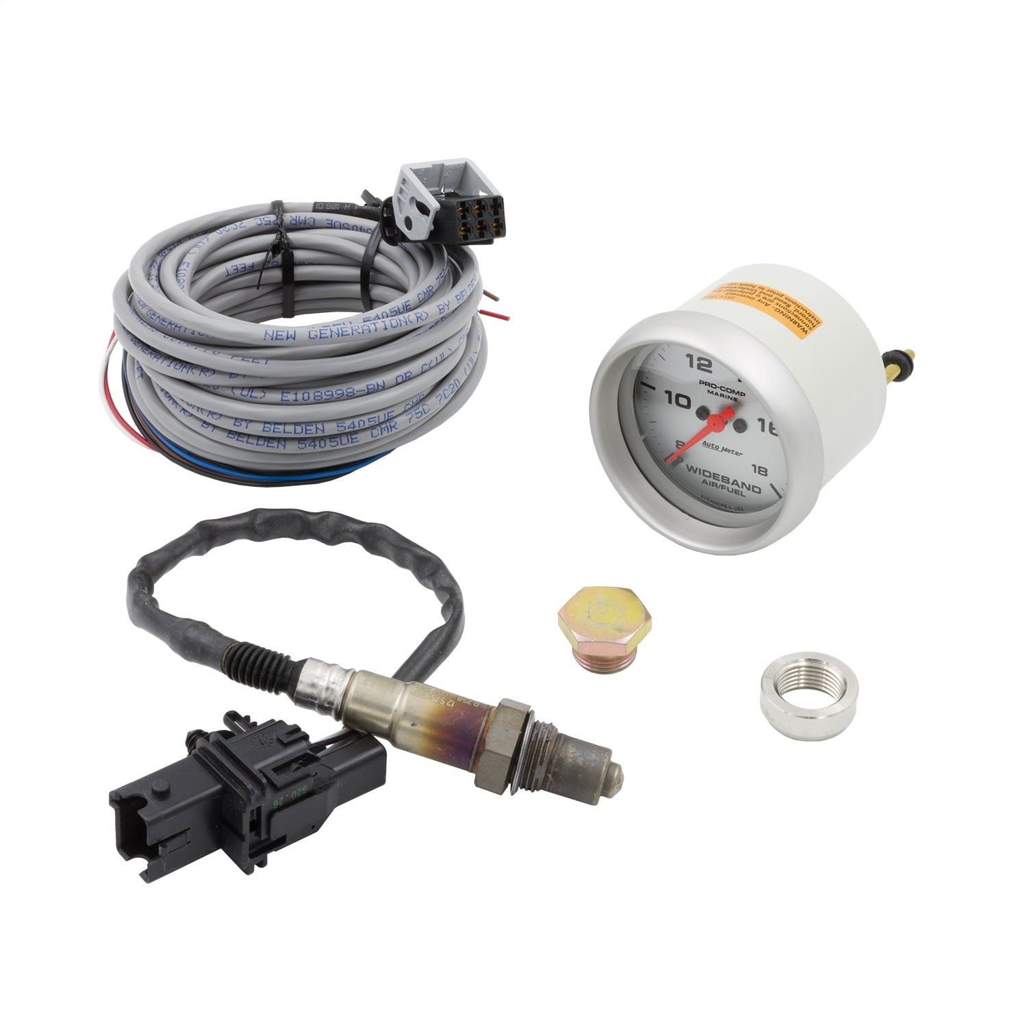2-5/8" WIDEBAND AIR/FUEL RATIO, ANALOG, 8:1-18:1 AFR, MARINE SILVER