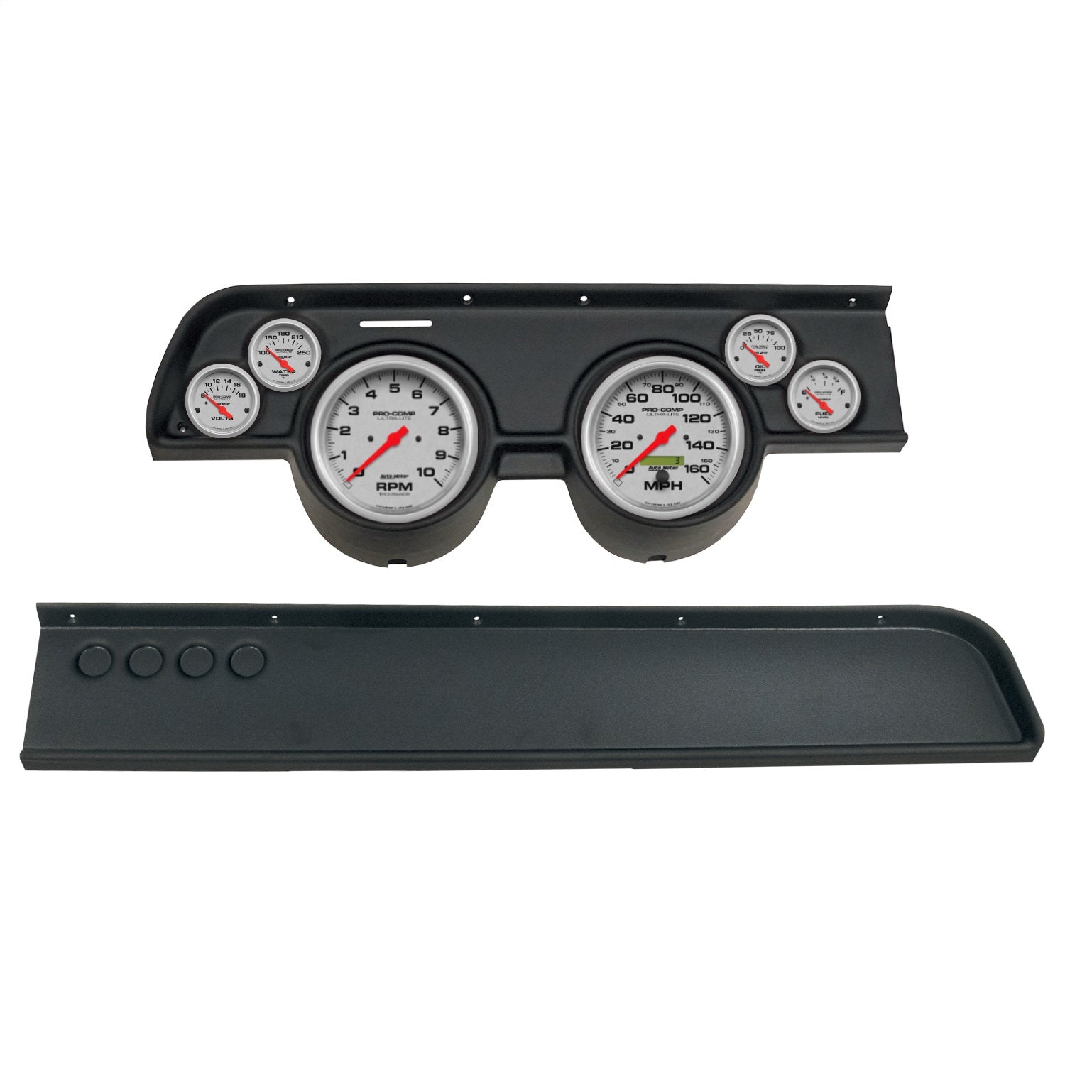 GAUGE KIT, 6 PC, (5" X2, 2 1/16" X4), MERC COUGAR NO AC 67-68, ULTRA-LITE