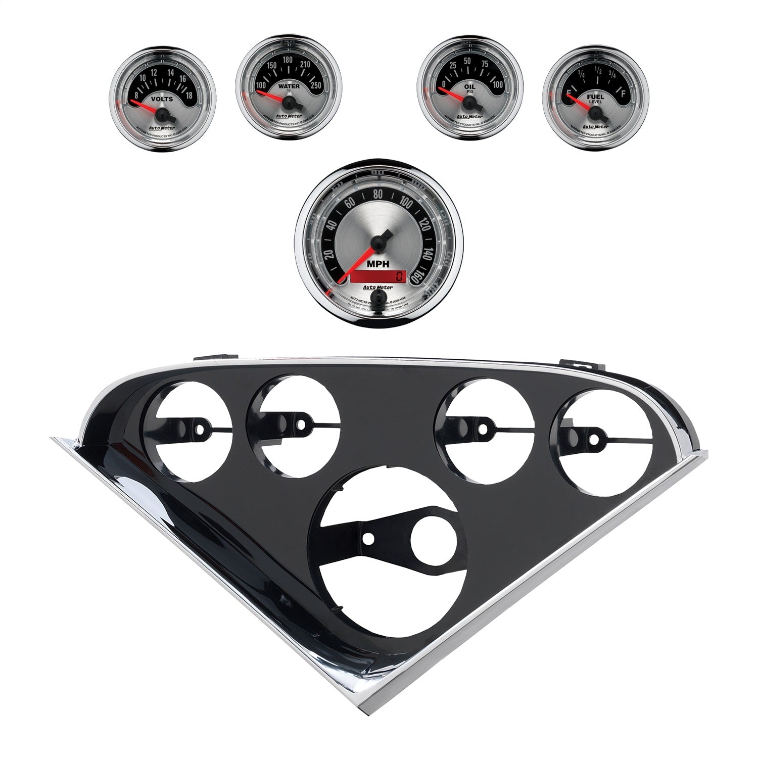5 GAUGE DIRECT-FIT DASH KIT, CHEVY 55-56, AMERICAN MUSCLE