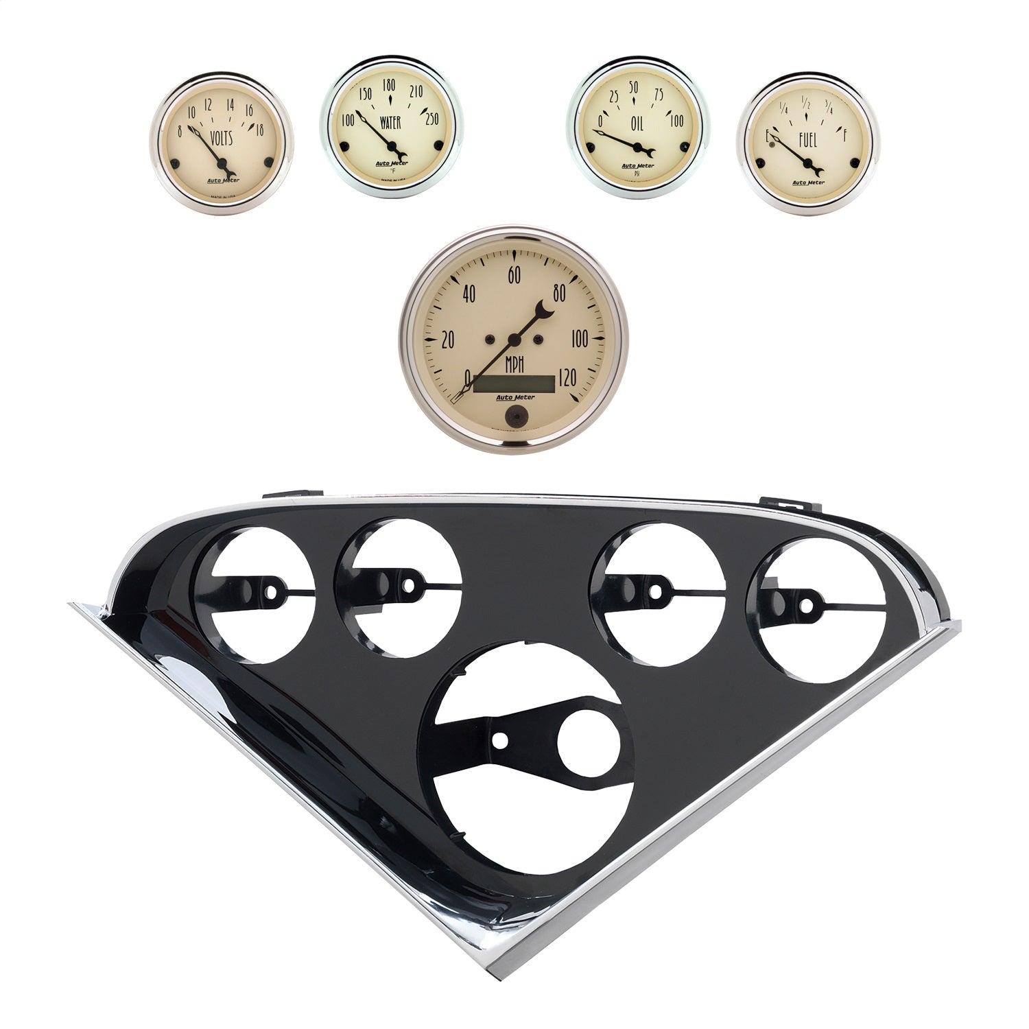 5 GAUGE DIRECT-FIT DASH KIT, CHEVY 55-56, ANTIQUE BEIGE