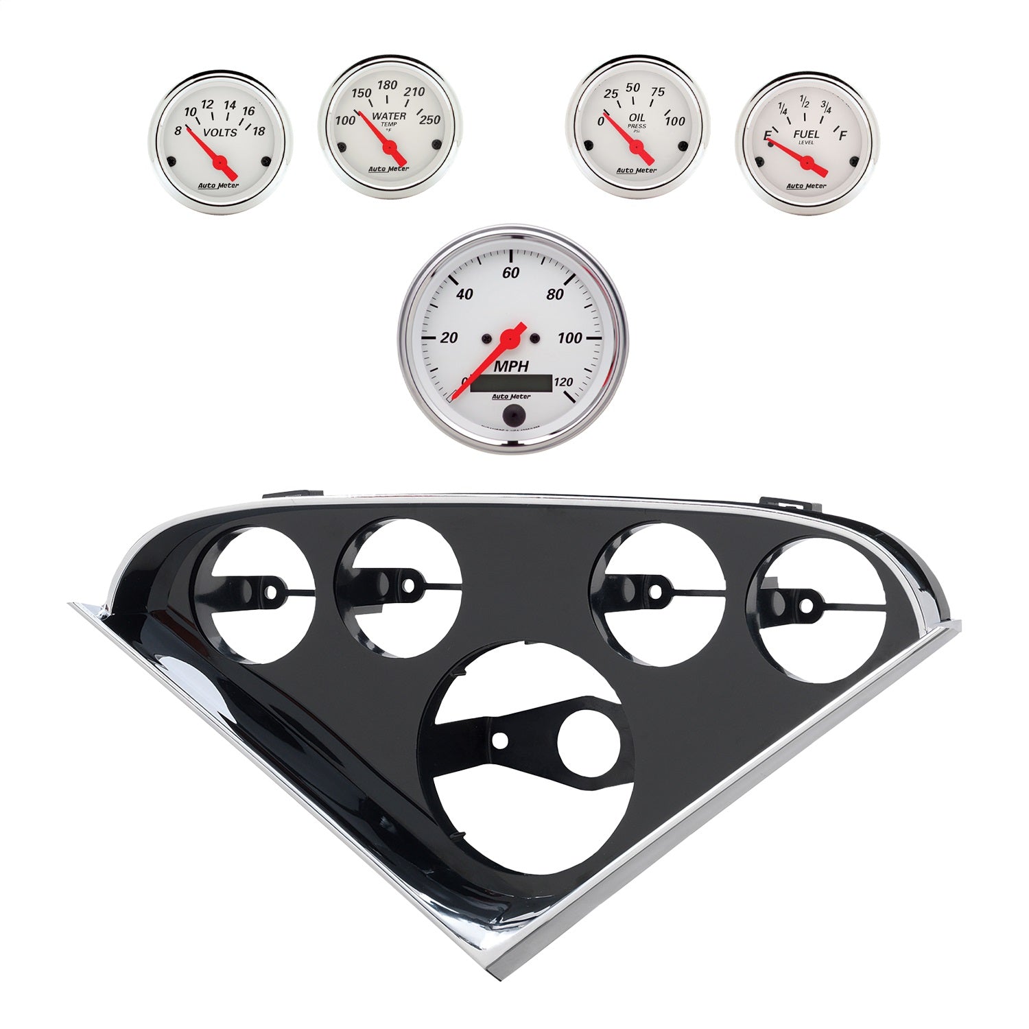 5 GAUGE DIRECT-FIT DASH KIT, CHEVY 55-56, ARTIC WHITE