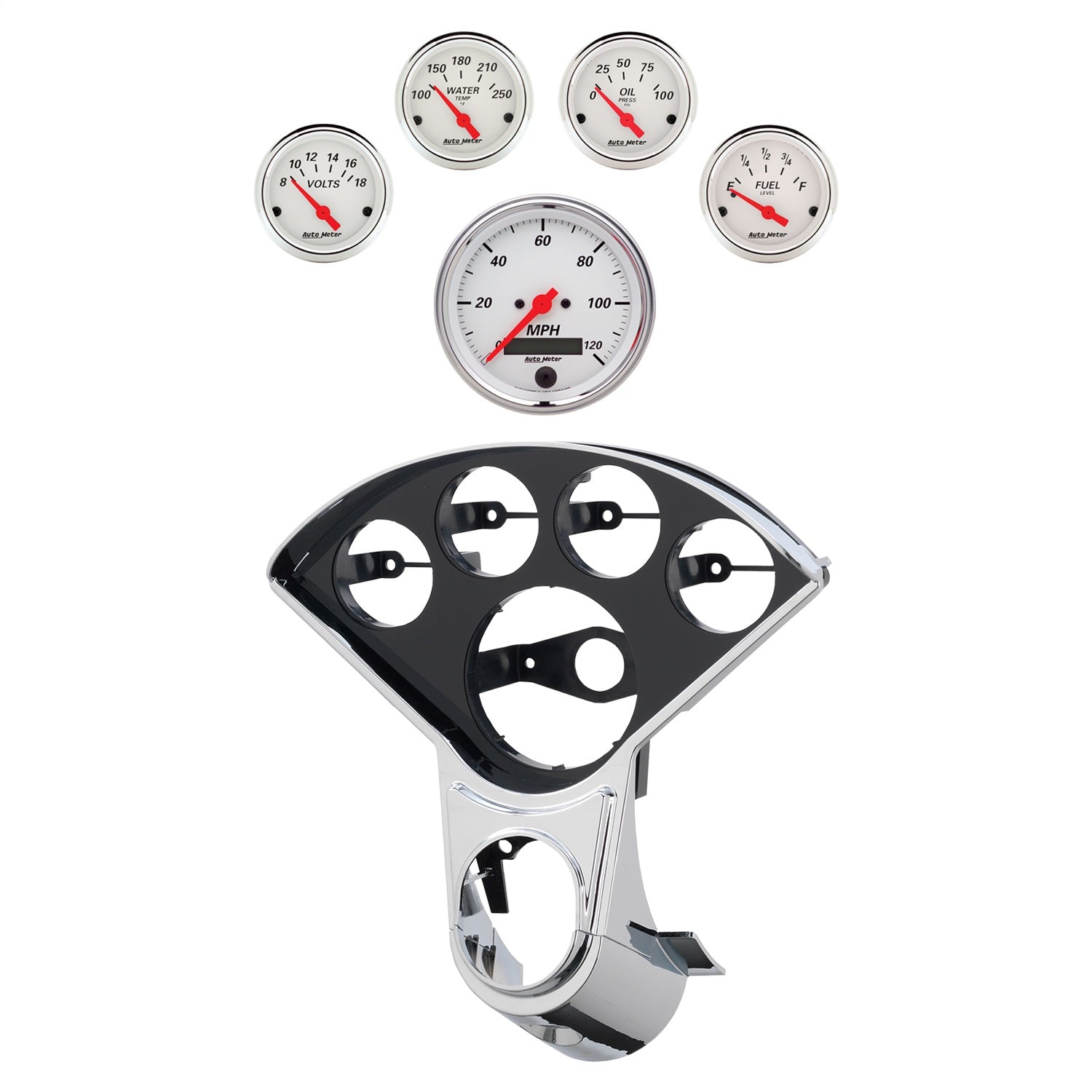 5 GAUGE DIRECT-FIT DASH KIT, CHEVY TRUCK 55-59, ARTIC WHITE