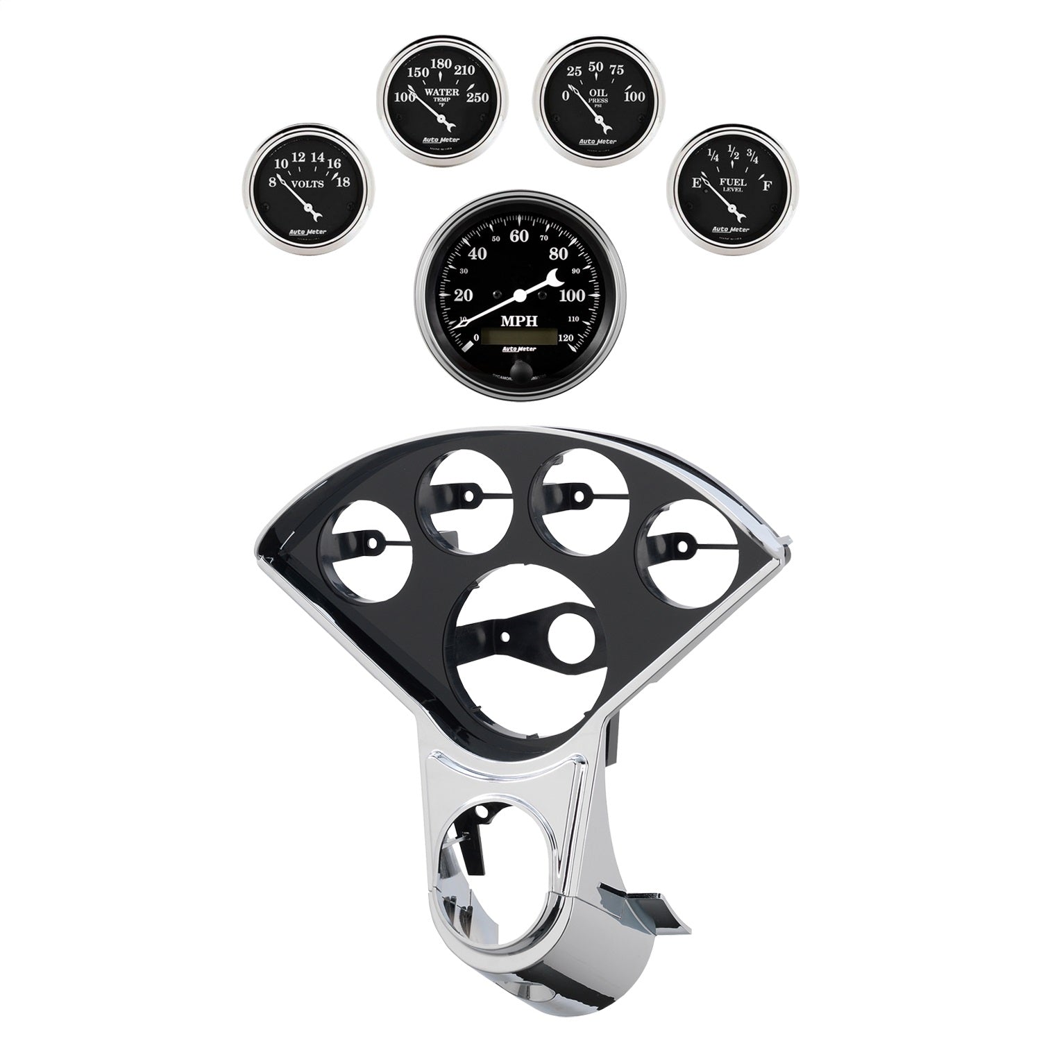 5 GAUGE DIRECT-FIT DASH KIT, CHEVY TRUCK 55-59, OLD TYME BLACK