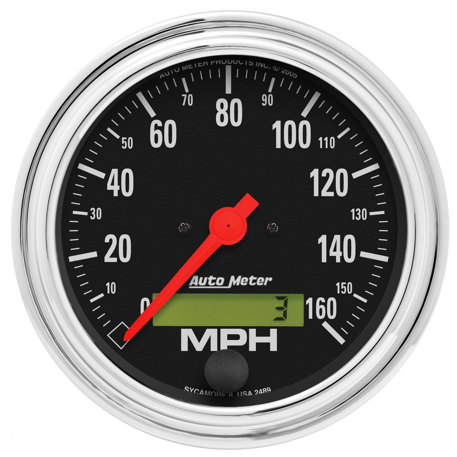 3-3/8" SPEEDOMETER, 0-160 MPH, TRADITIONAL CHROME