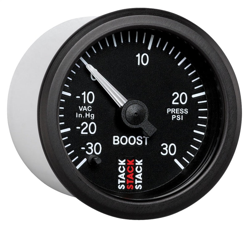52MM, BOOST PRESS, PRO STEPPER,, BLK, -30INHG TO +30PSI, INCL. T-FITTING