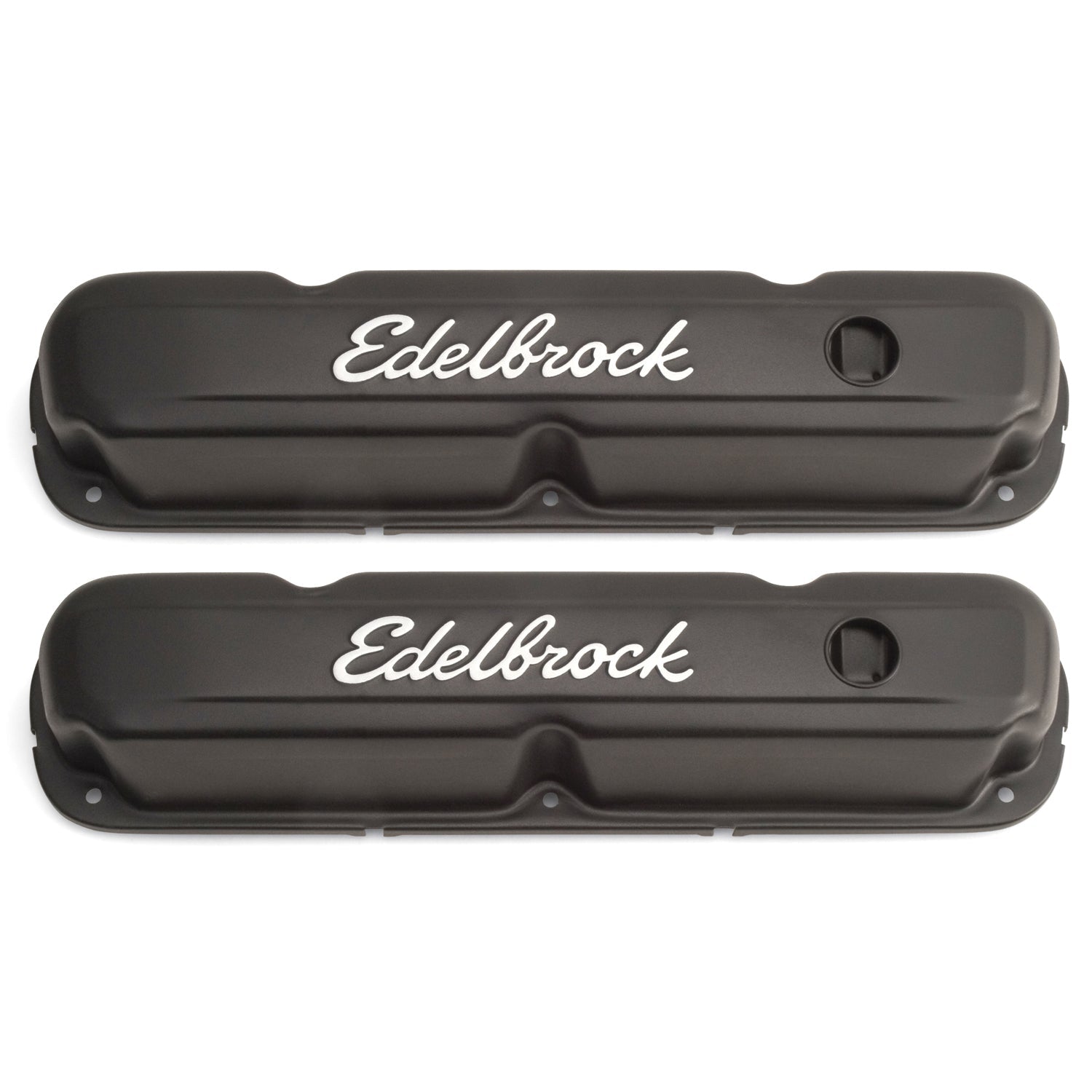 Edelbrock 4473 Valve Covers Signature Series Stock Steel Black Powdercoated