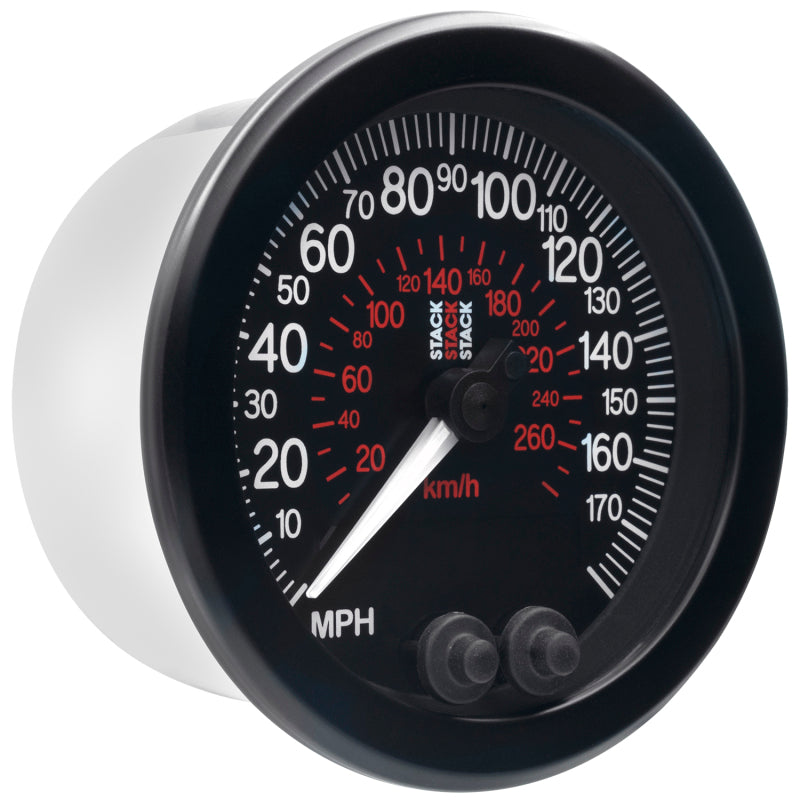 88MM SPEEDOMETER, 0-180 MPH / 290 KM/H, STACK BLK