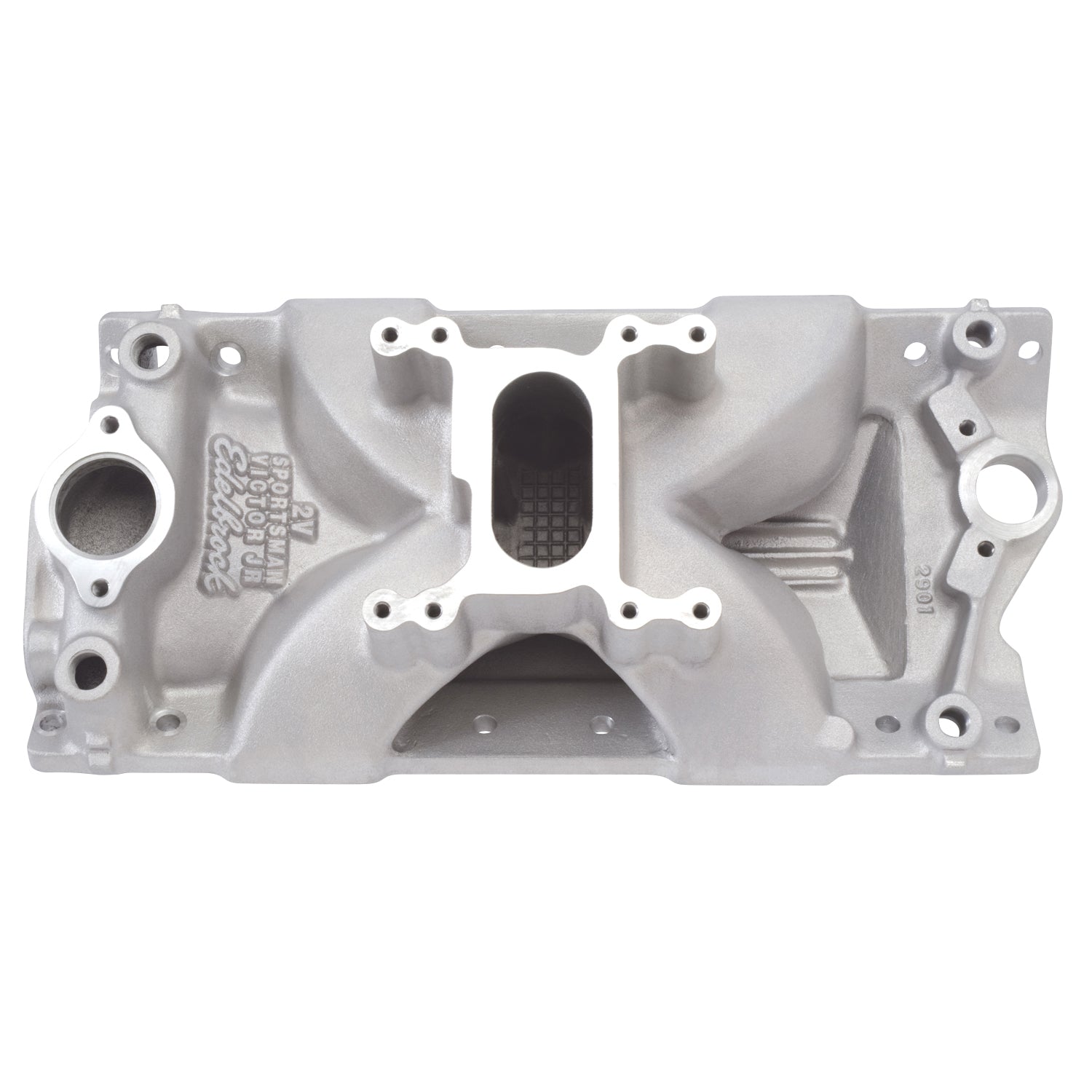 Edelbrock 2901 Intake Manifold Victor Jr. Single Plane Aluminum Natural 2-Barrel
