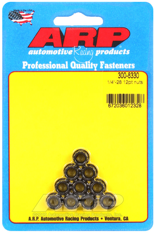 ARP 300-8330 12PT Nut Kit, 1/4"-28 RH - Set of 10