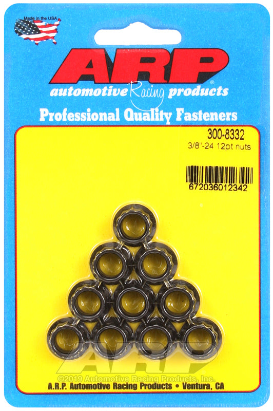 ARP 300-8332 12PT Nut Kit, 3/8"-24 RH - Set of 10