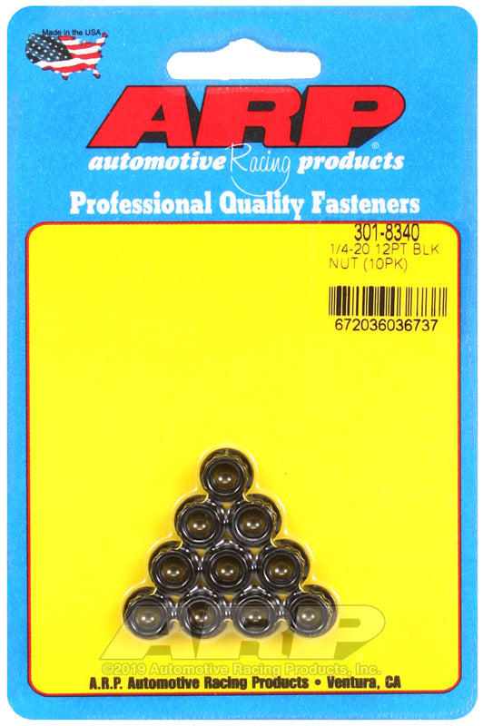 ARP 301-8340 12PT Nut Kit, 1/4"-20 RH - Set of 10
