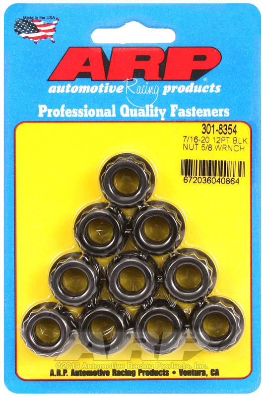 ARP 301-8354 7/16-20 5/8 Socket 12 PT Nut Kit