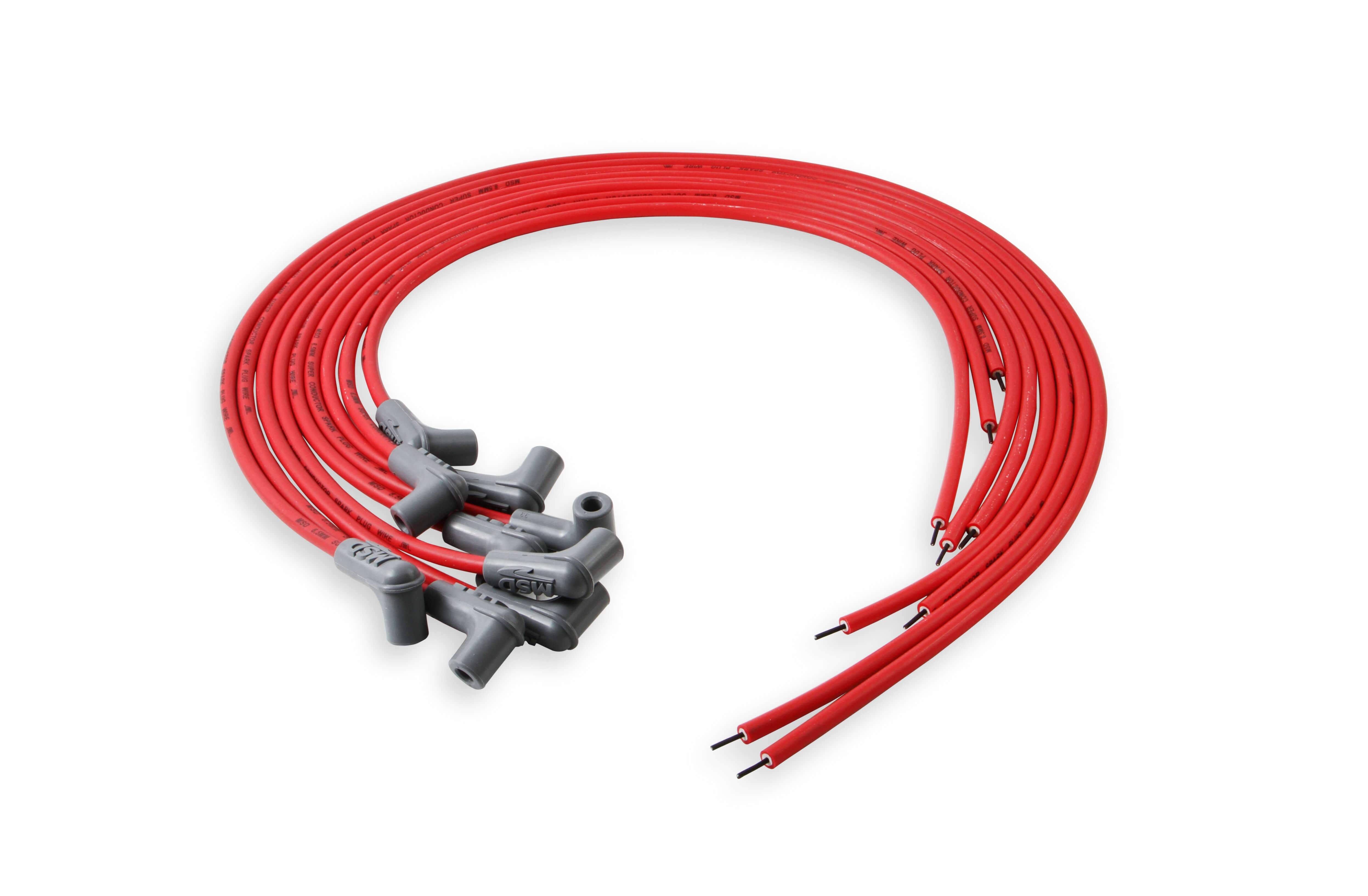 MSD 31229 Super Conductor 8.5mm Spark Plug Wire Set, 8 Cylinder 90?? Plug/90?? Cap