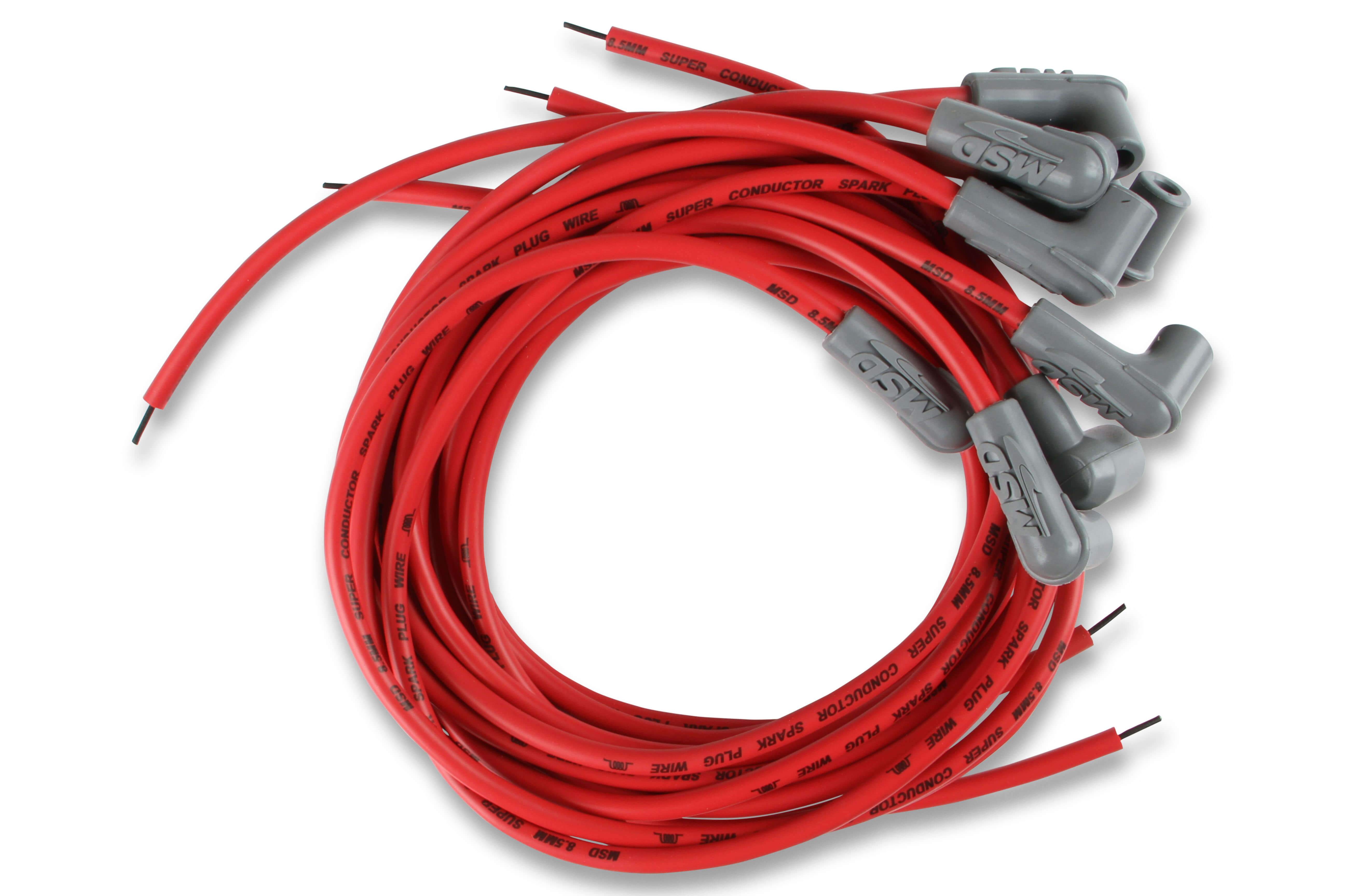 MSD 31239 Super Conductor Spark Plug Wire Set 8 Cyl 90 Deg Plug, Socket/HEI Cap