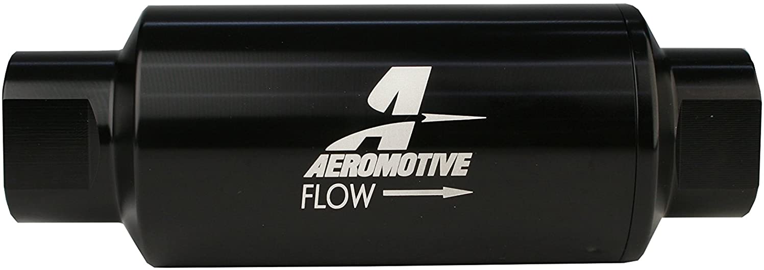 Aeromotive 12324 Filter, In-Line, 100-Micron Stainless Mesh Element, orb-10 Port, Bright-Dip Black, 2" OD