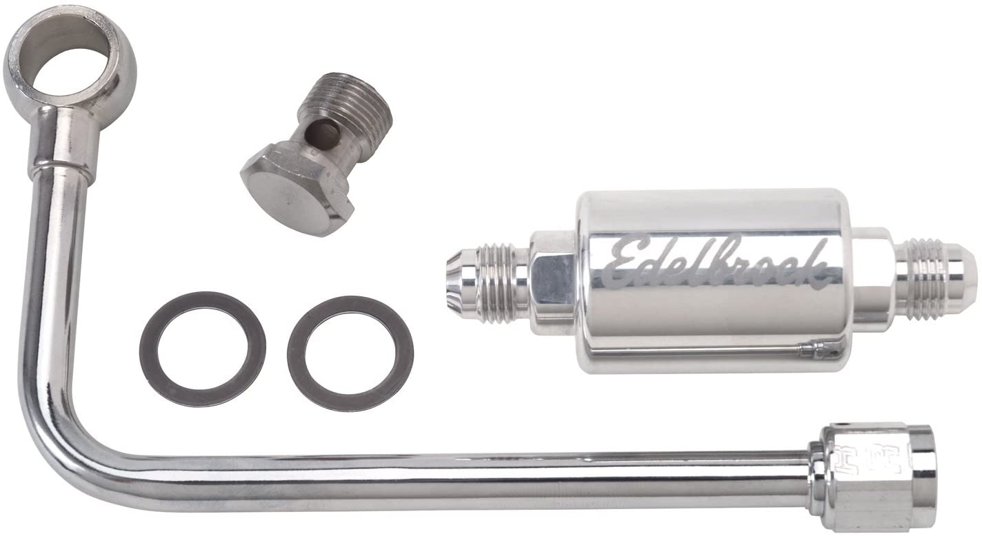 Edelbrock 8131 Single FEed Fuel Line Chrome With Polished Filter